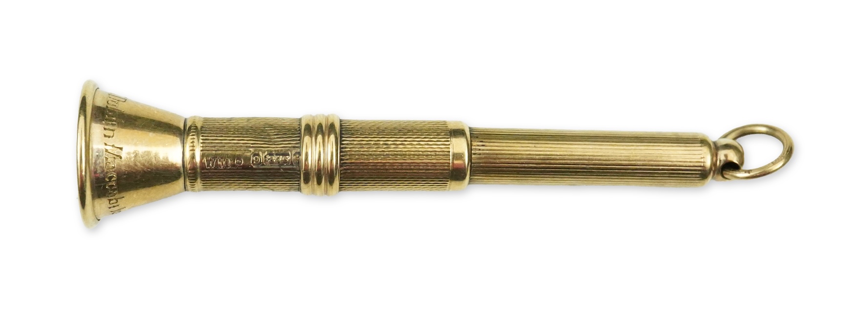 A 9ct gold cigar piercer, mid 20th century